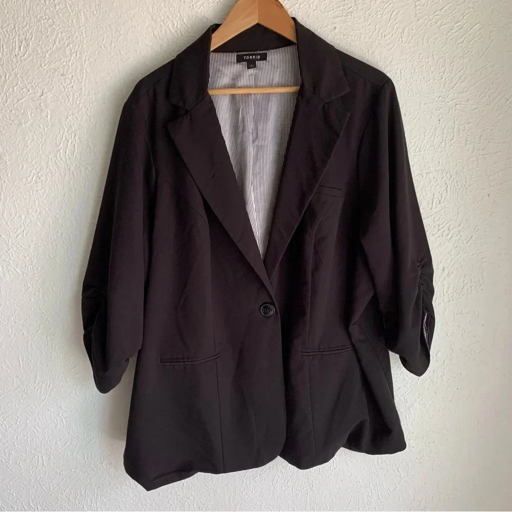 Torrid Studio Gabardine Madison Blazer Black Sz 4 - Picture 3 of 7